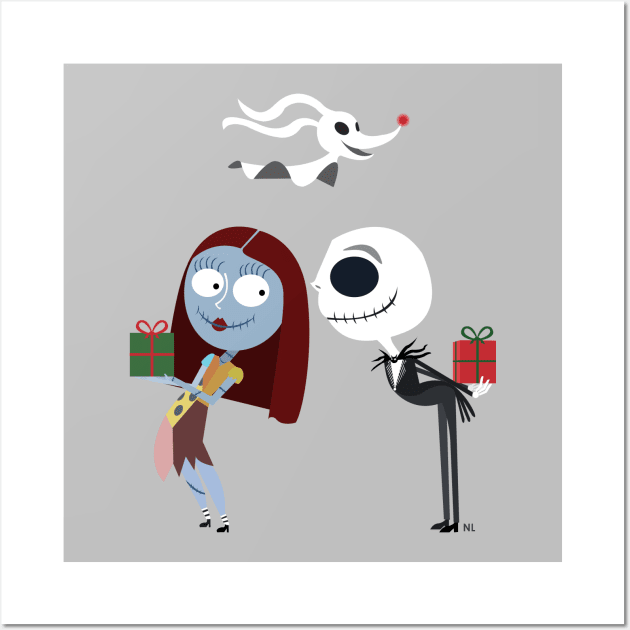 Jack and Sally Gift Exchange Wall Art by drawingnikki